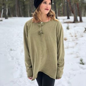 Olive green long sleeve Henley top